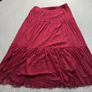 Metro Wear Skirt Womens Size Large Red‎ Sheer Lined Skirt New